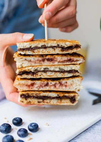 Vegan Chocolate and Jam-Stuffed Pancakes