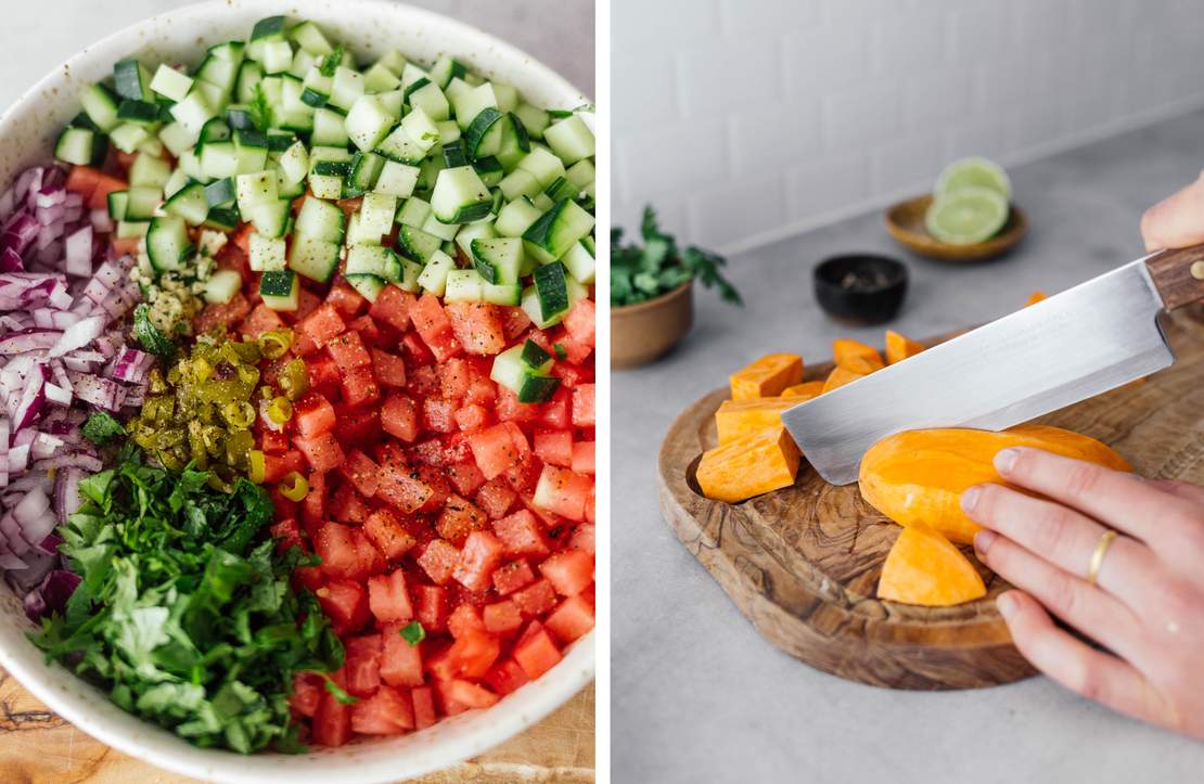 R757 Sommerliche Burrito-Bowl mit Wassermelonen-Salsa