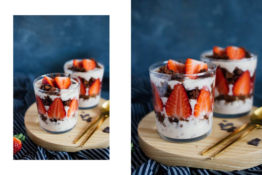 R478 Vegane Stracciatella Trifles mit Erdbeeren