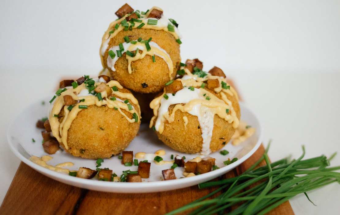 Vegane, Frittierte Kartoffelbällchen - Zucker&amp;Jagdwurst