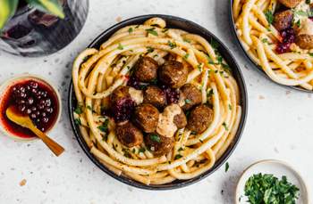 Pasta with Plant-Based Swedish Meatballs