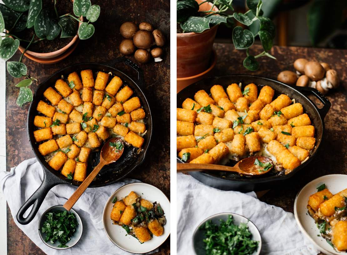 R611 Vegan Tater Tot Casserole with Mushrooms