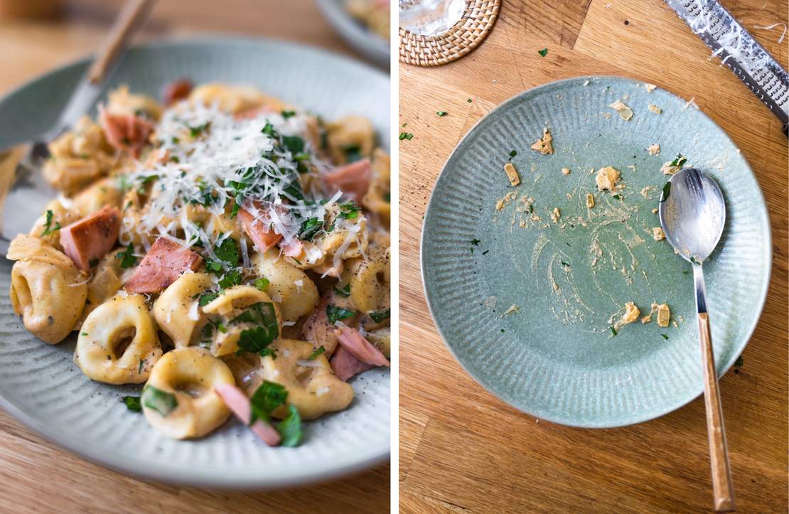 R809 Tortellini in veganer Schinken-Sahne-Soße