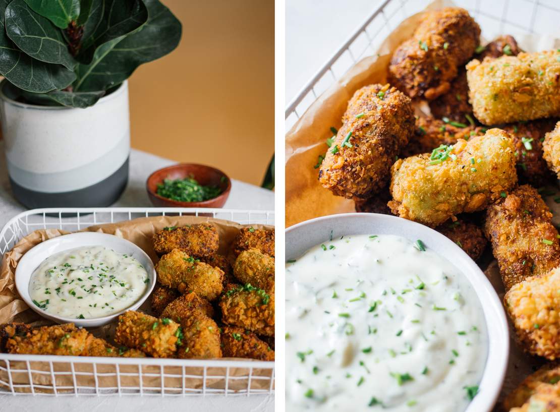 R560 Vegan Broccoli Tater Tots with Herb Dip