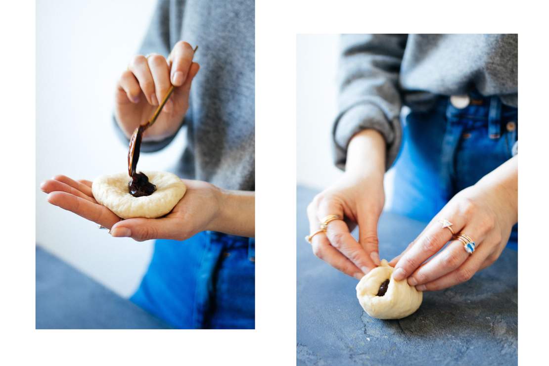 R369 Vegane Germknödel mit Pflaumenfüllung