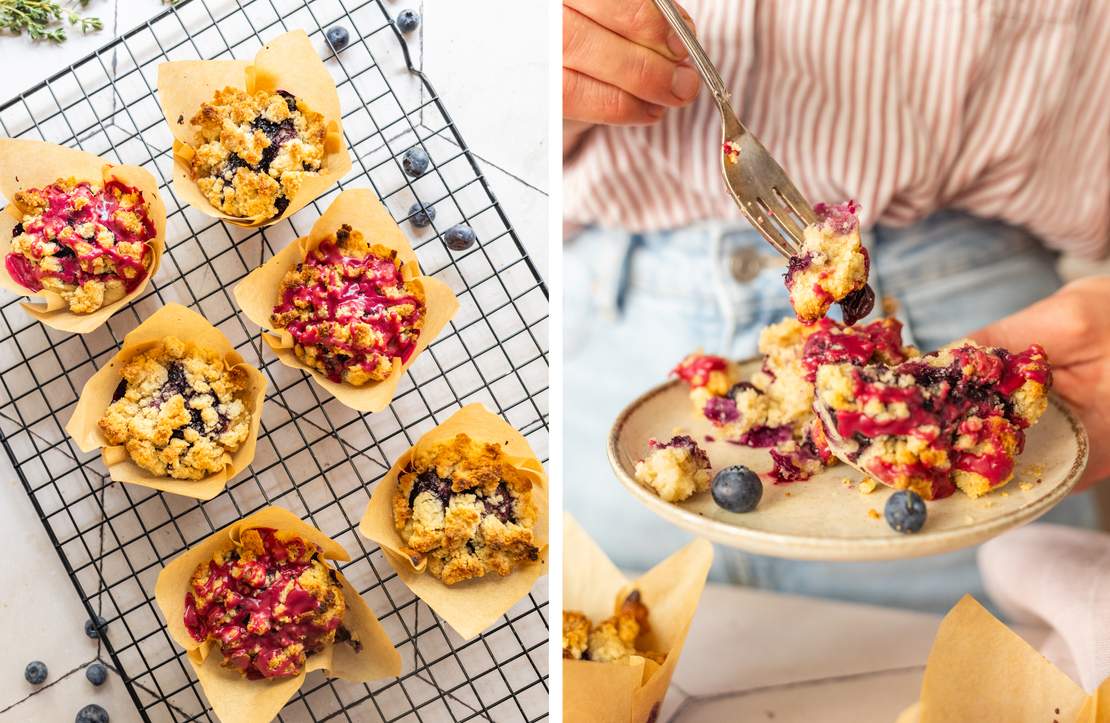 R384 -Vegan blueberry muffins with crumbles