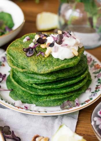 Vegan, savory Spinach Pancakes