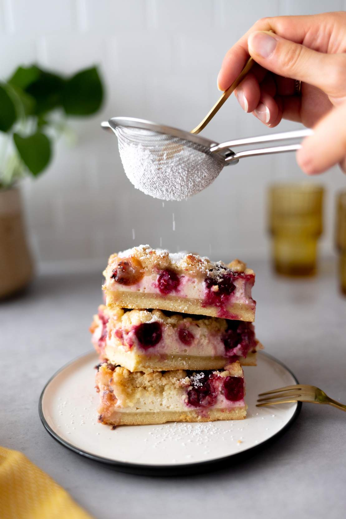 R414 Veganer Quark-Streuselkuchen mit Stachelbeeren