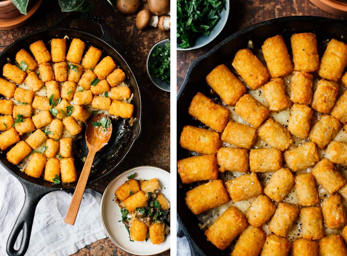 R611 Vegan Tater Tot Casserole with Mushrooms