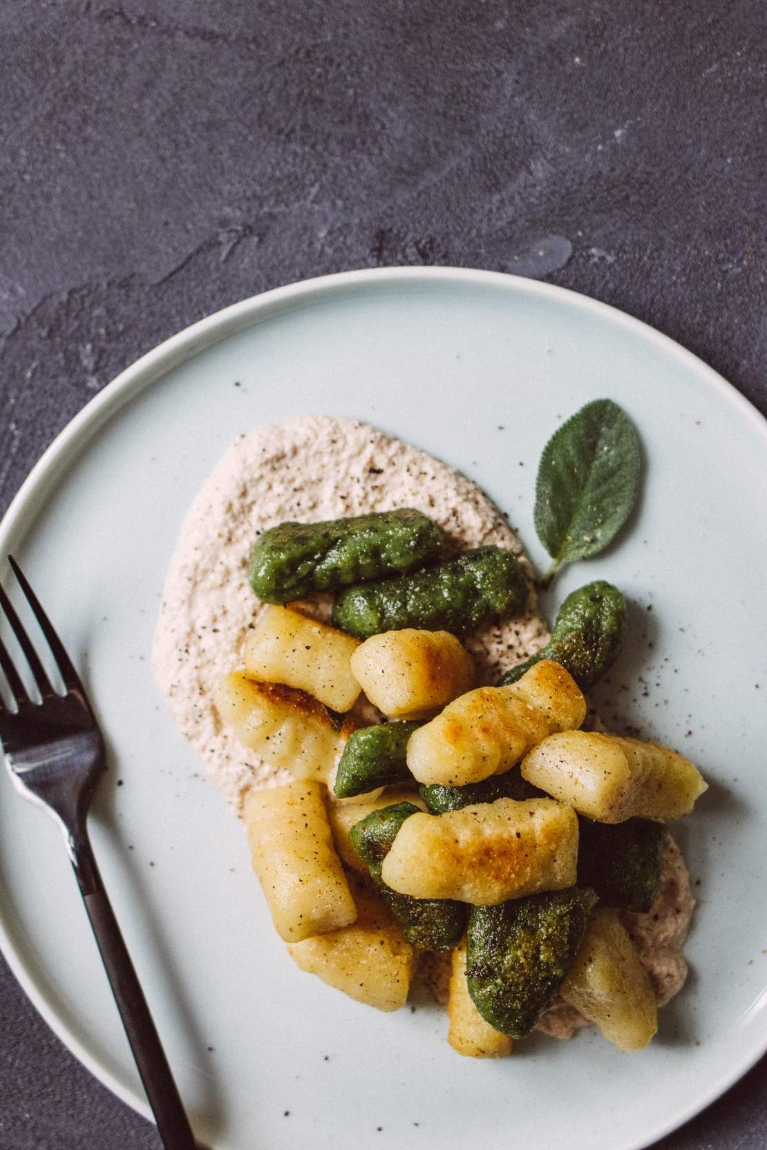 R212 Vegan gnocchi in walnut sauce and sage butter