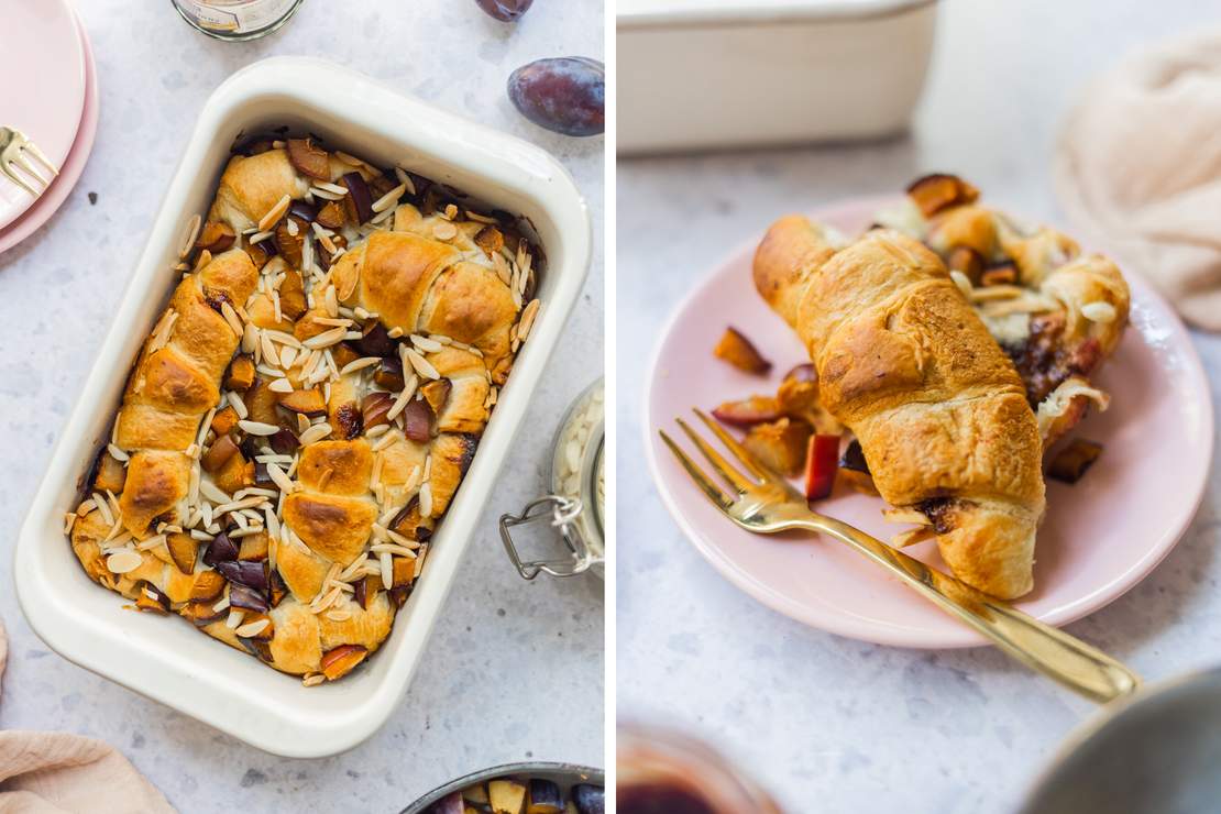 R670 Vegan Croissant Casserole with Plums