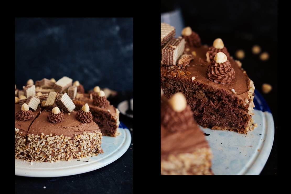 Vegane Vollkorn-Haselnuss-Torte mit Nougatcreme - Zucker&amp;Jagdwurst