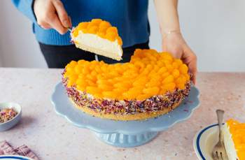 Vegan Sour Cream and Mandarin Cake with Edible Flowers 
