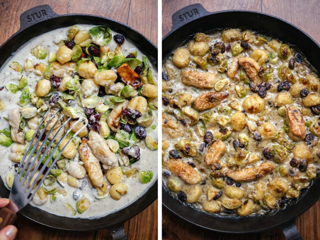 R804 Baked Gnocchi with Brussels Sprouts and Plant-Based Chicken