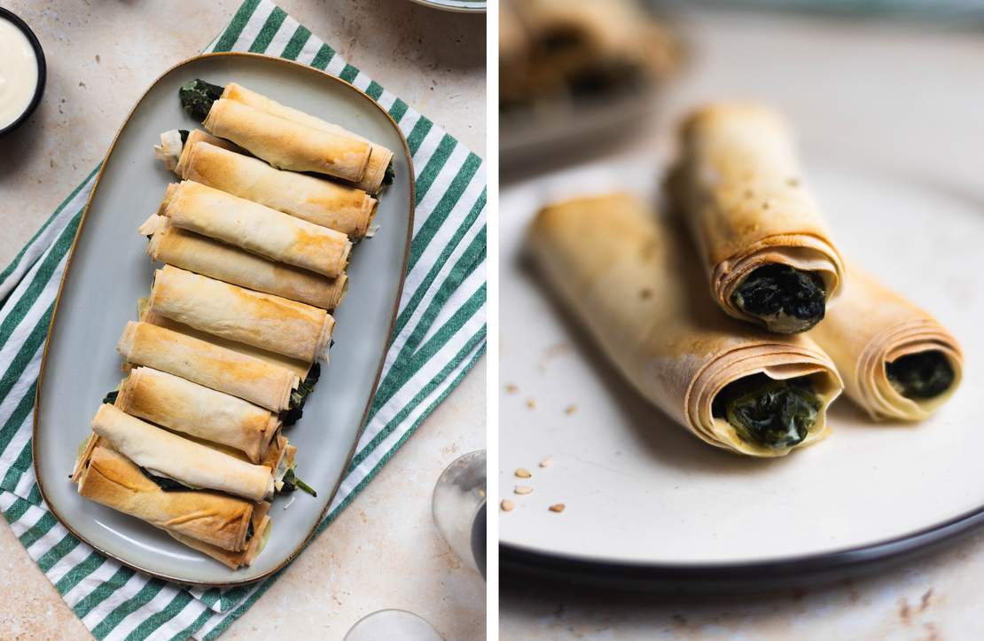 R343 Vegane Zigarren-Börek mit Spinat