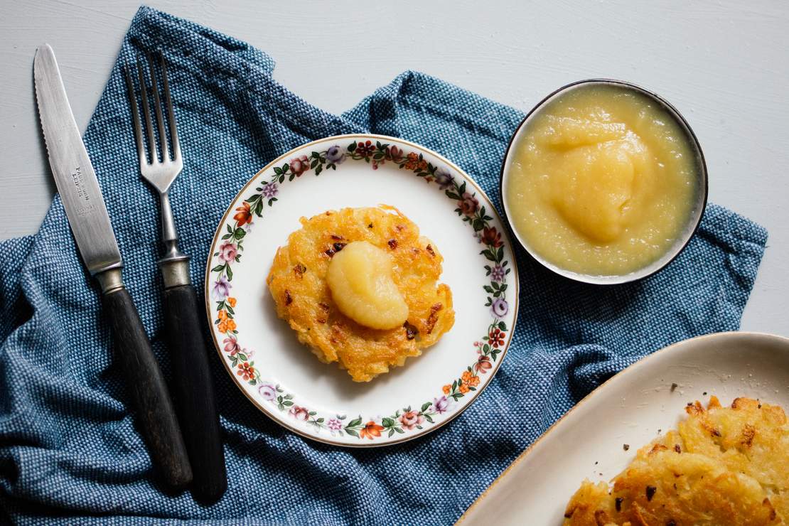 R453 Vegan, German Potato Pancakes with Apple Sauce