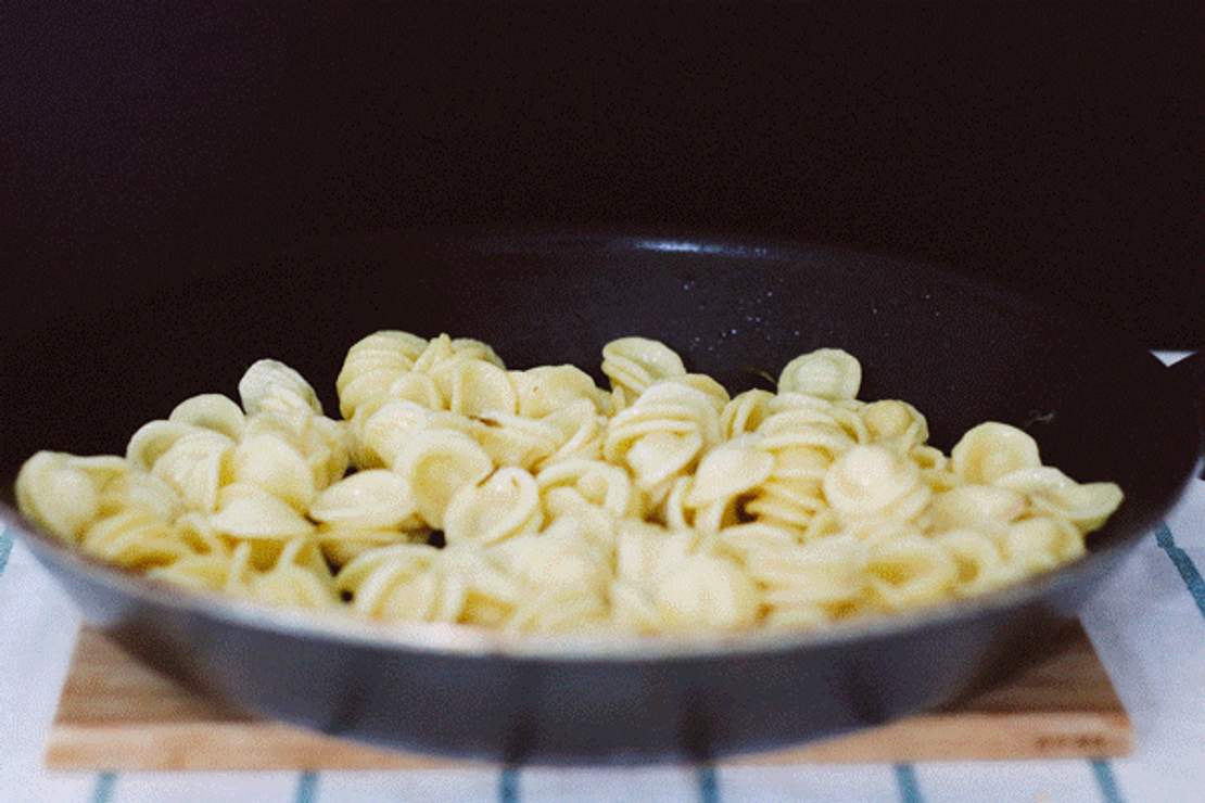 R84 Orecchiette with roasted brussels sprouts and vegan sauce alfredo