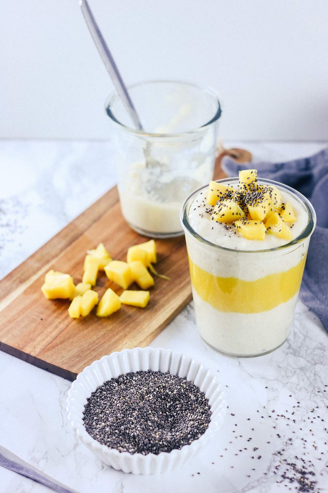 R101 vegan vanilla pudding with mango